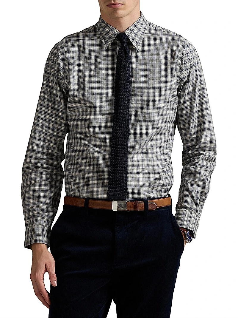 Plaid Cotton Long-Sleeve Shirt