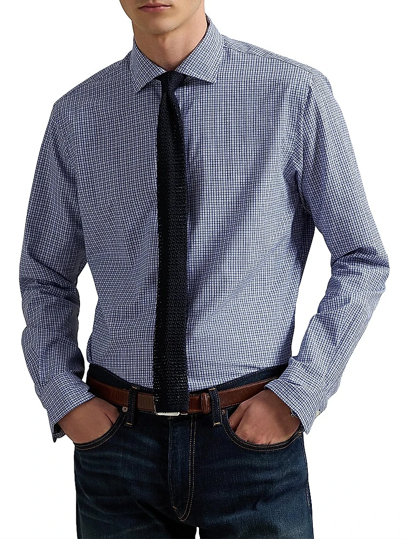 Micro-Checked Cotton Shirt