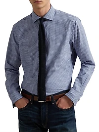 Micro-Checked Cotton Shirt