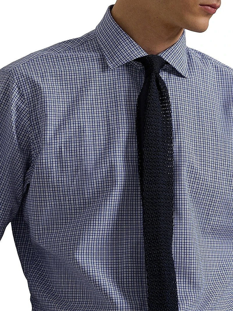 Micro-Checked Cotton Shirt