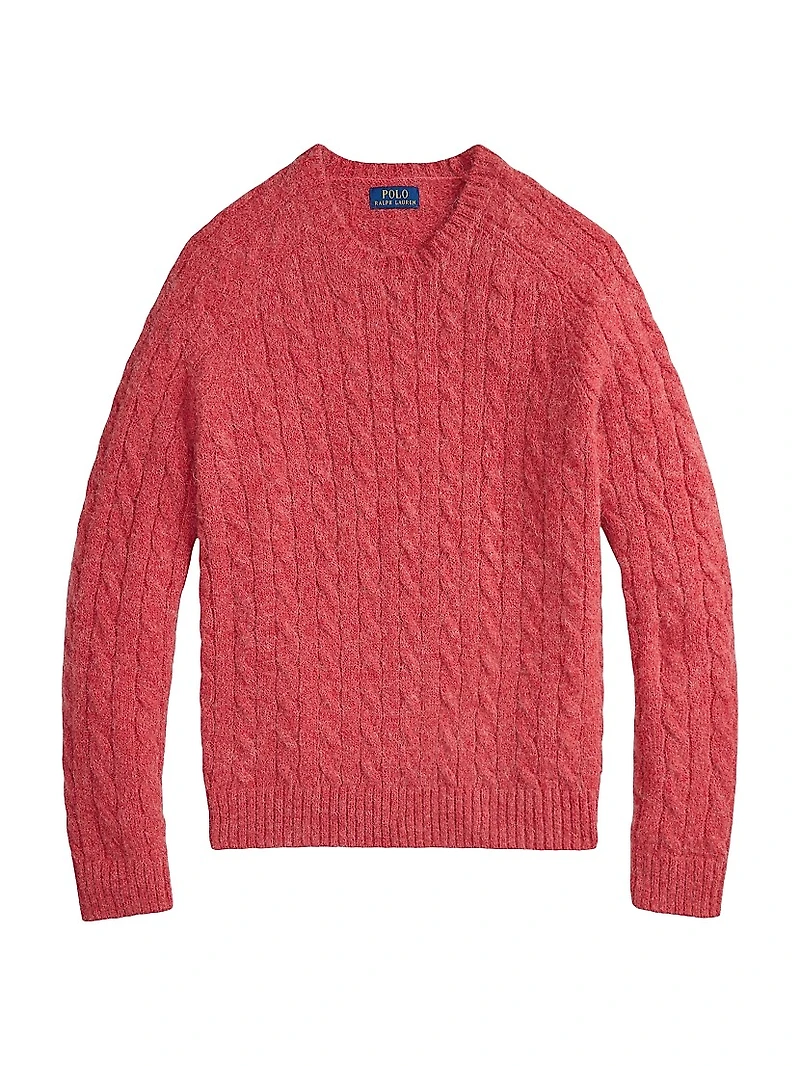 Wool-Blend & Suede Cable-Knit Sweater