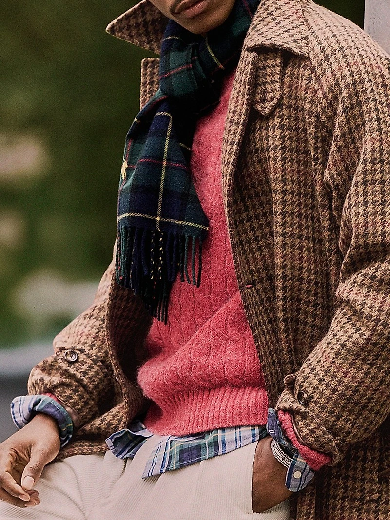 Wool-Blend & Suede Cable-Knit Sweater