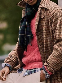 Wool-Blend & Suede Cable-Knit Sweater