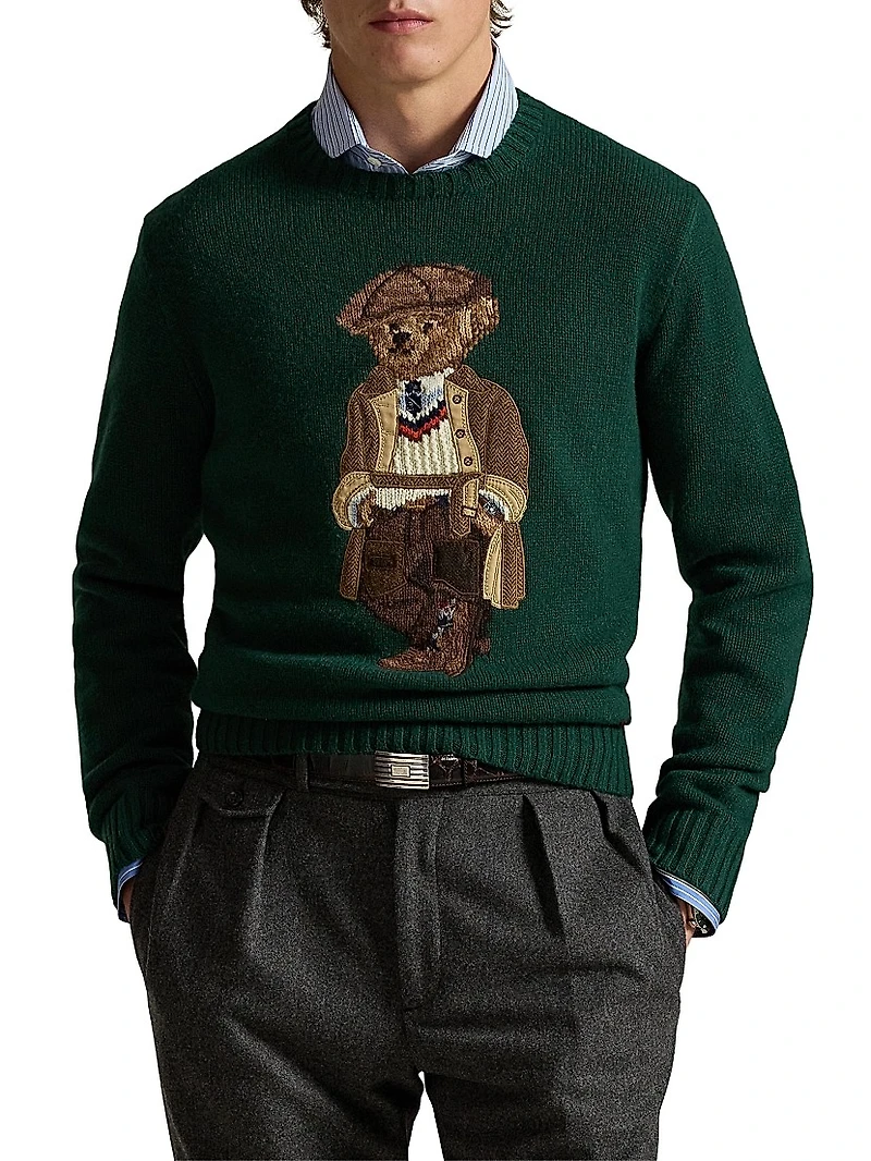 Polo Bear Wool-Cashmere Crewneck Sweater