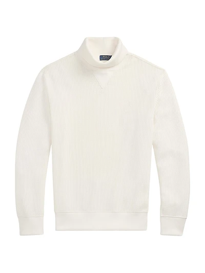 Waffle-Knit Stretch Cotton Turtleneck