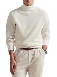 Waffle-Knit Stretch Cotton Turtleneck