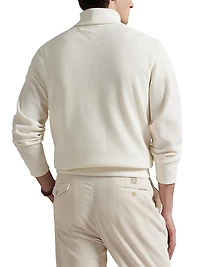 Waffle-Knit Stretch Cotton Turtleneck