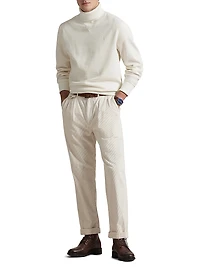Waffle-Knit Stretch Cotton Turtleneck
