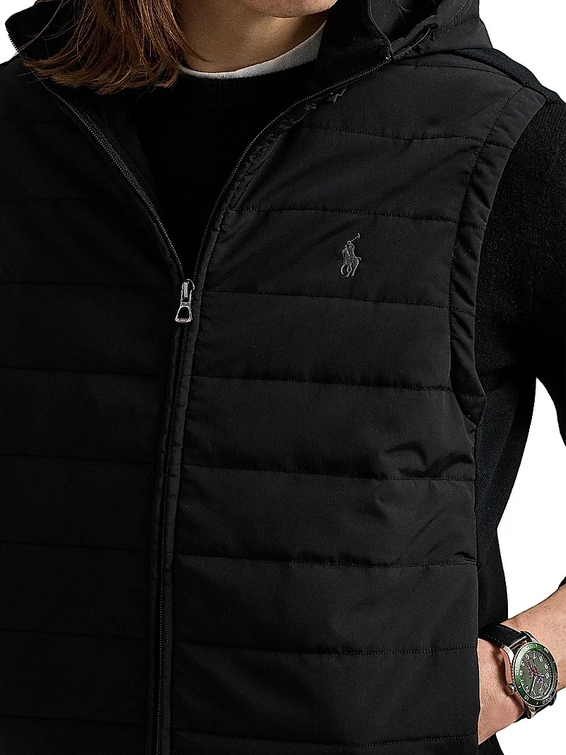 Hooded Quilted Hybrid Vest