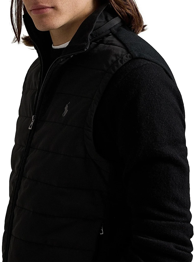 Hooded Quilted Hybrid Vest