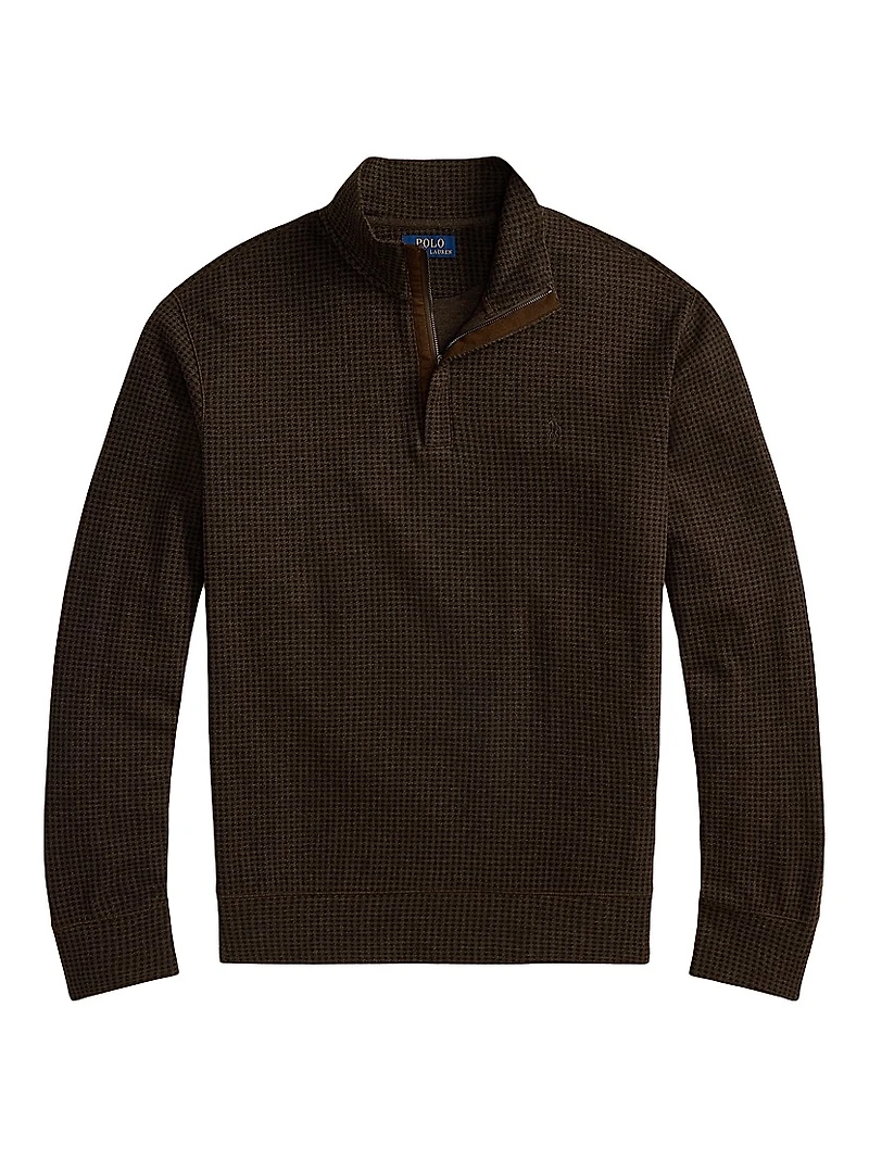 Houndstooth Quarter-Zip Polo