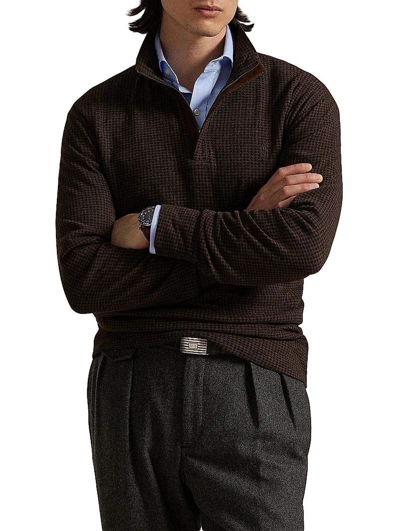 Houndstooth Quarter-Zip Polo