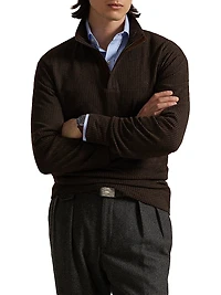 Houndstooth Quarter-Zip Polo