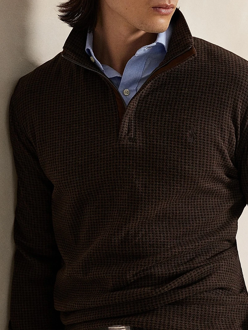 Houndstooth Quarter-Zip Polo