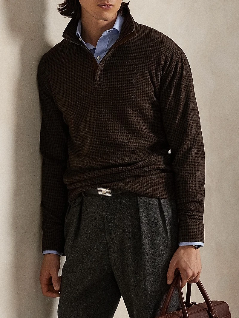 Houndstooth Quarter-Zip Polo