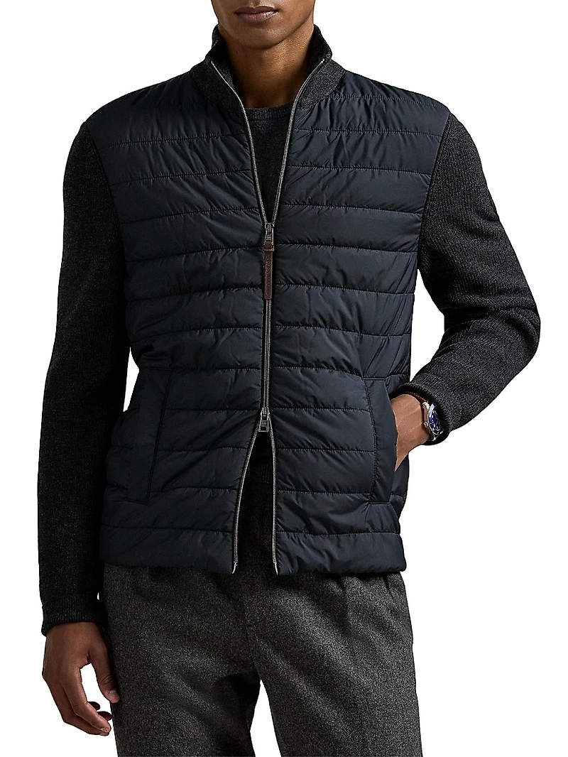 Merino Wool Quilted Zip-Front Jacket