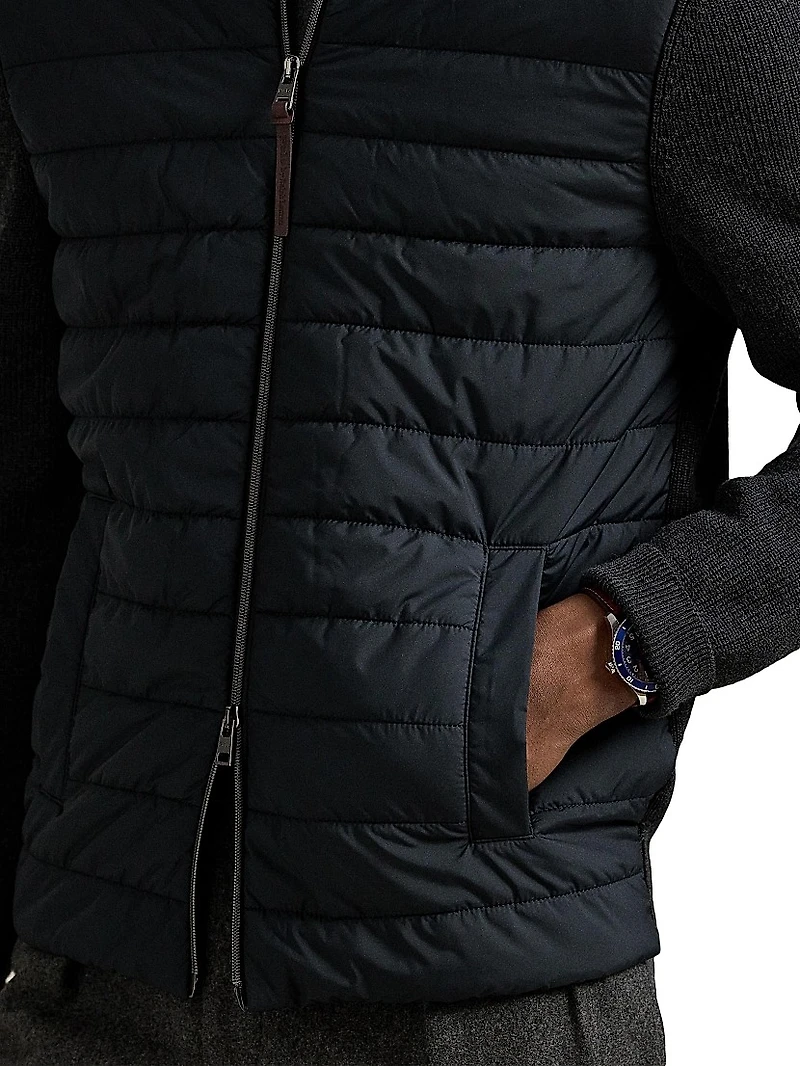 Merino Wool Quilted Zip-Front Jacket