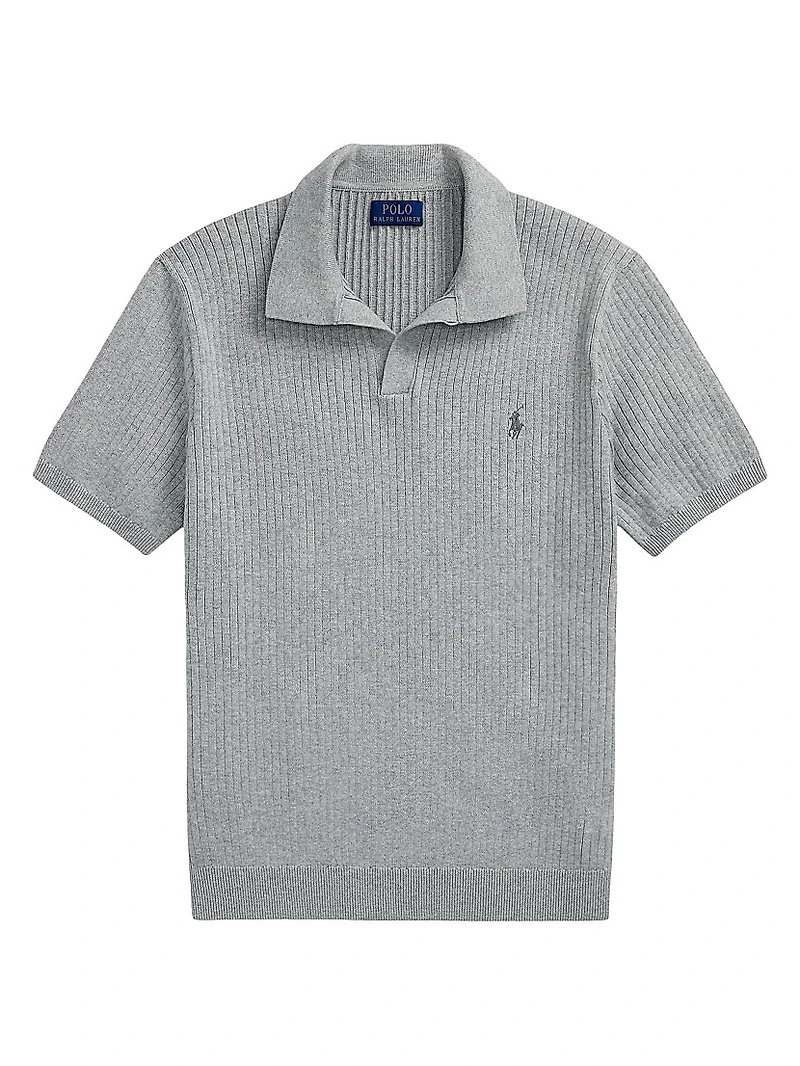 Ribbed Cotton Polo Shirt
