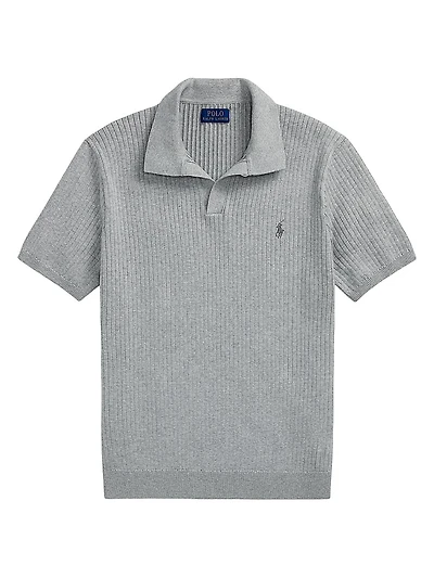 Ribbed Cotton Polo Shirt