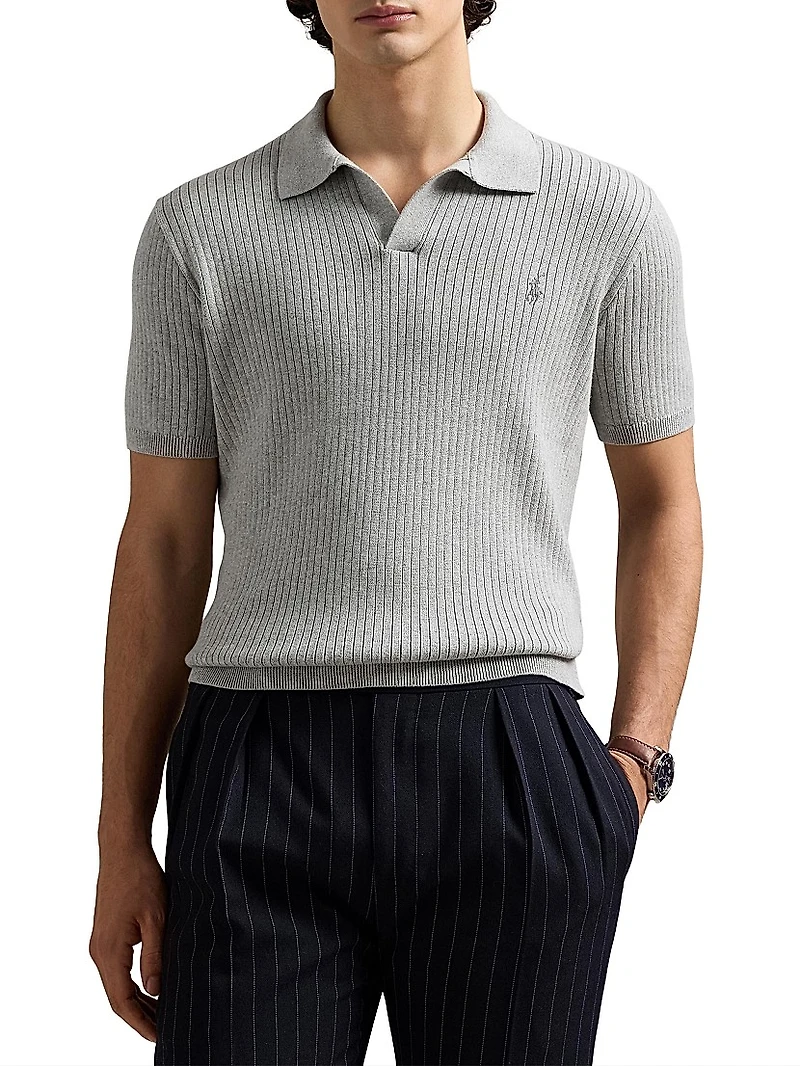 Ribbed Cotton Polo Shirt