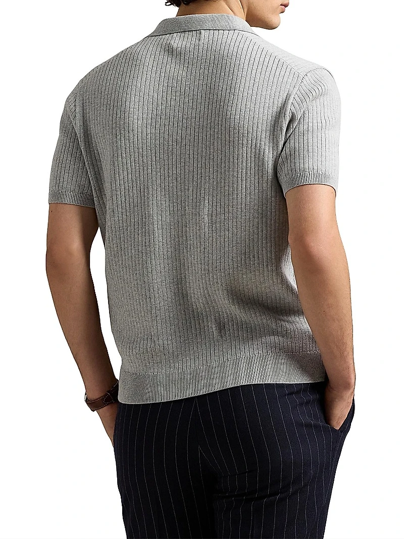 Ribbed Cotton Polo Shirt