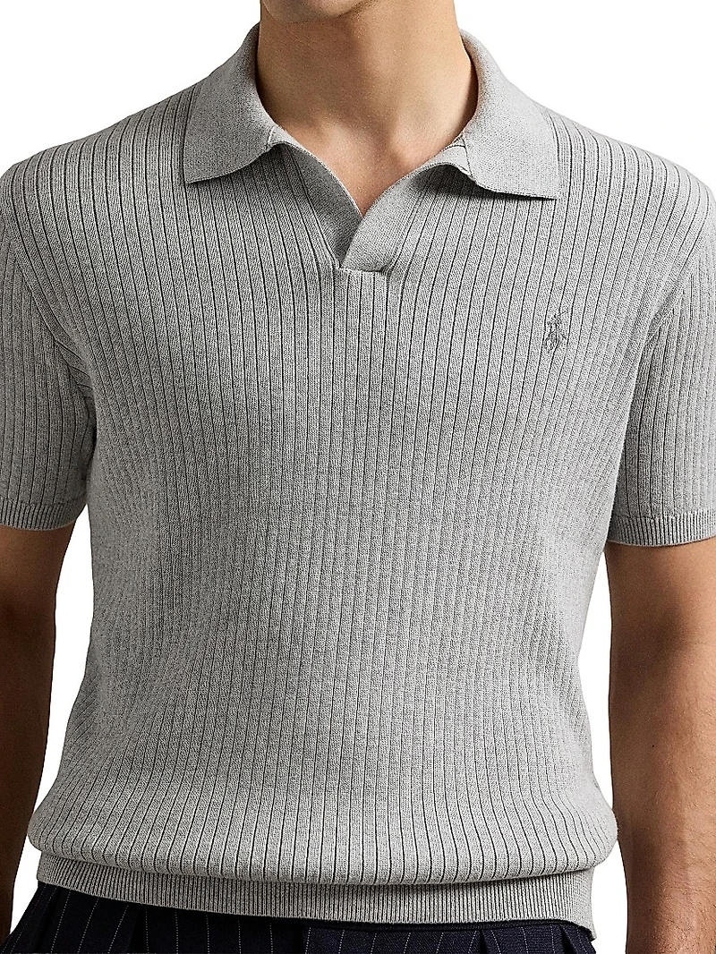 Ribbed Cotton Polo Shirt