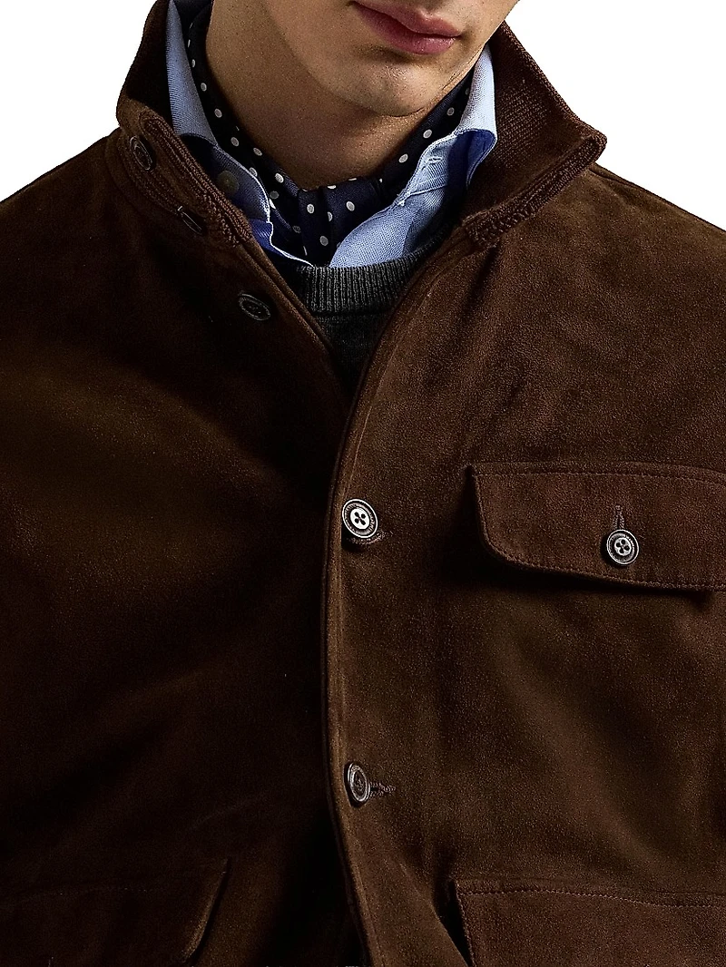 Suede Button-Front Jacket