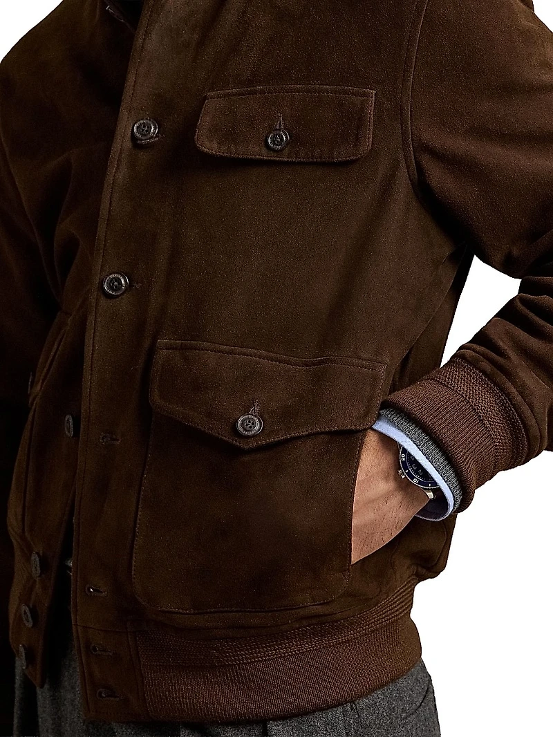 Suede Button-Front Jacket