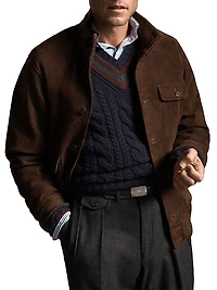 Suede Button-Front Jacket