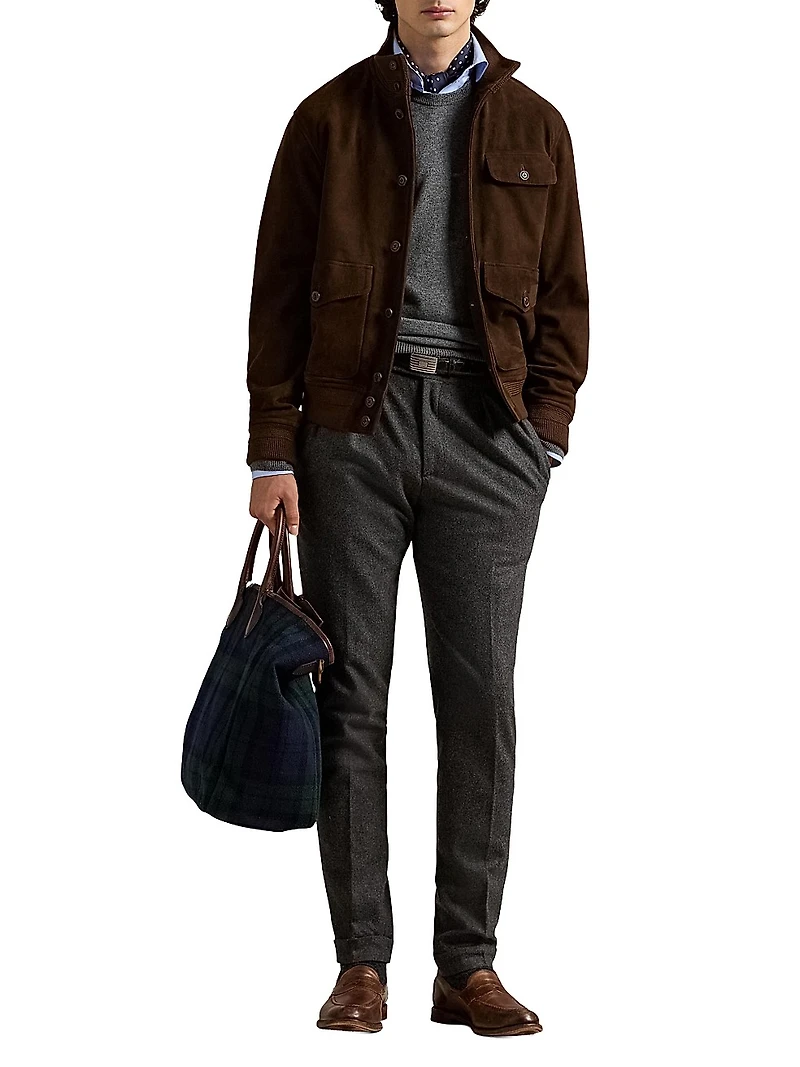 Suede Button-Front Jacket