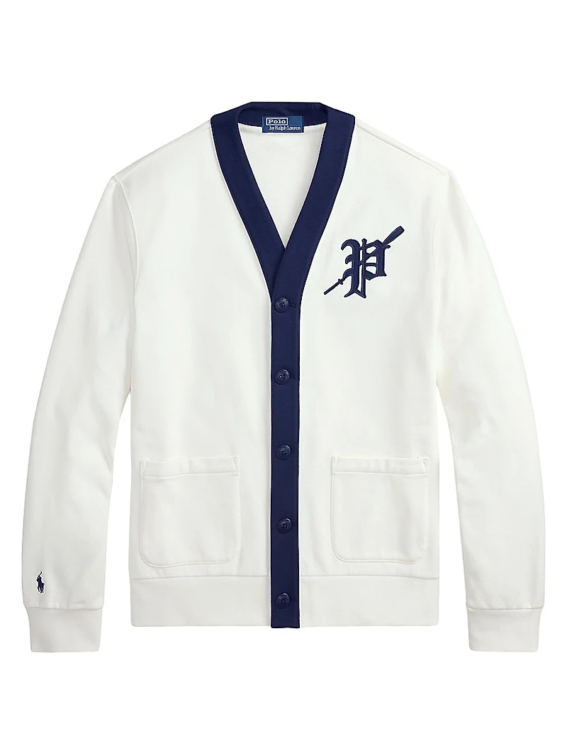 Logo-Embroidered Striped Cardigan