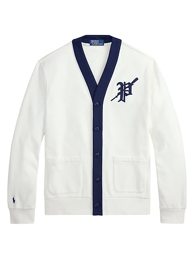 Logo-Embroidered Striped Cardigan