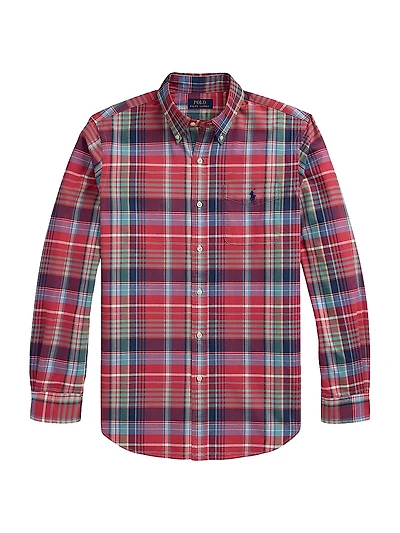 Madras Button-Front Shirt