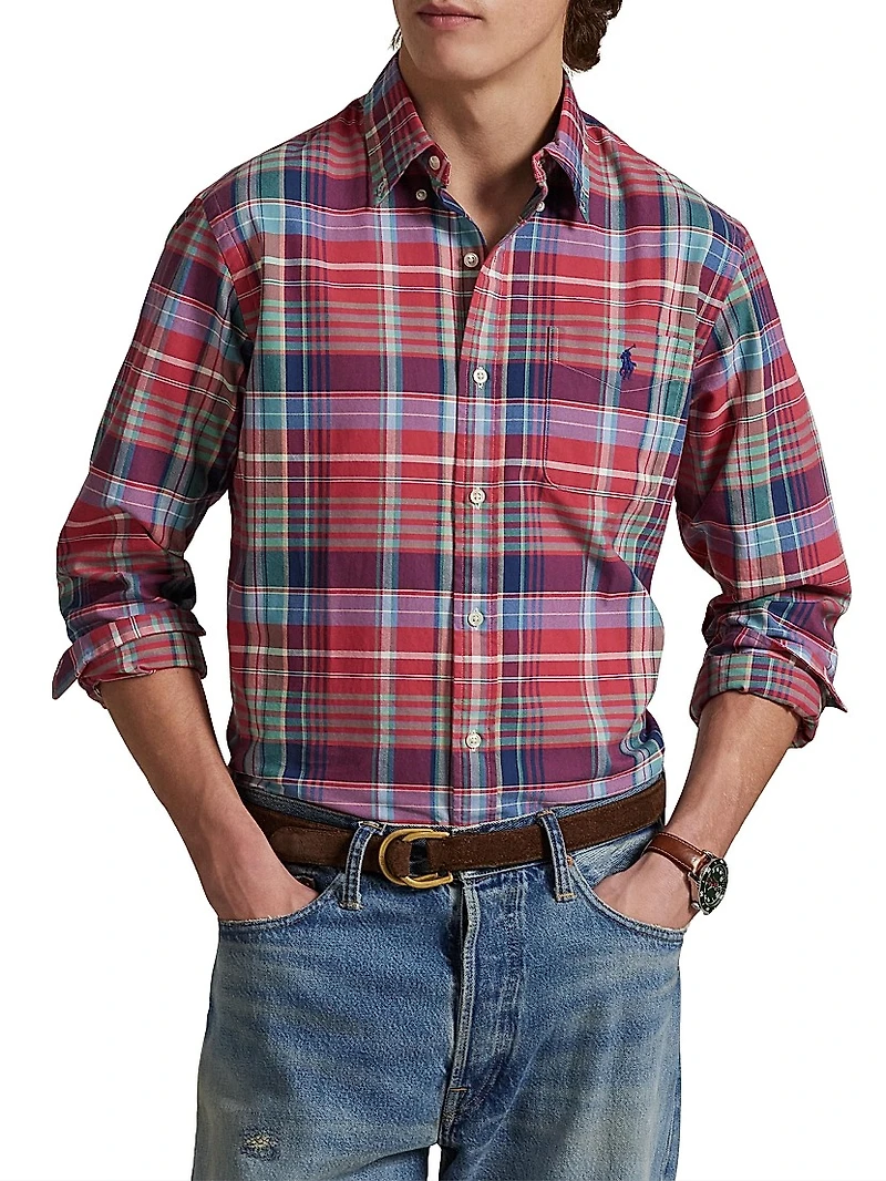 Madras Button-Front Shirt
