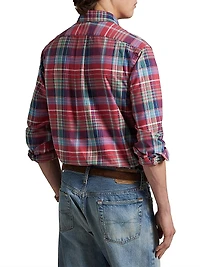 Madras Button-Front Shirt