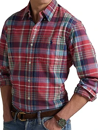 Madras Button-Front Shirt