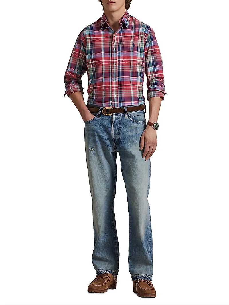 Madras Button-Front Shirt