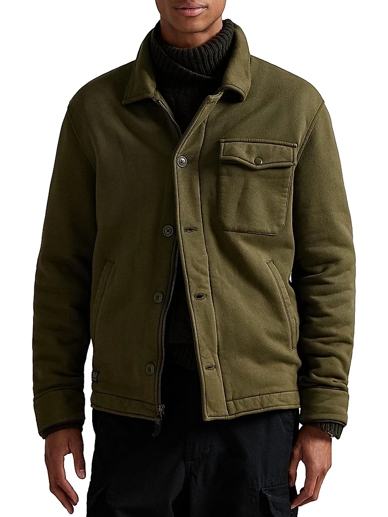 Fleece Button-Front Shirt Jacket
