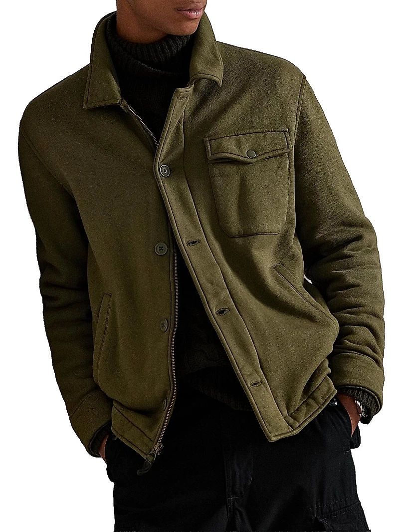Fleece Button-Front Shirt Jacket