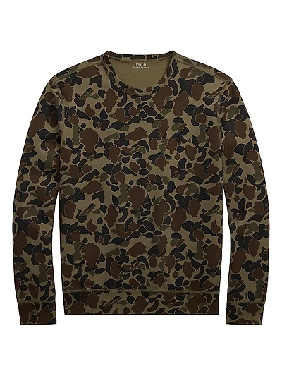 Camouflage Stretch-Cotton Crewneck Sweatshirt