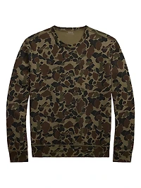 Camouflage Stretch-Cotton Crewneck Sweatshirt