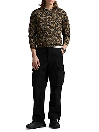 Camouflage Stretch-Cotton Crewneck Sweatshirt
