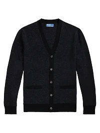 Herringbone Merino Wool V-Neck Cardigan