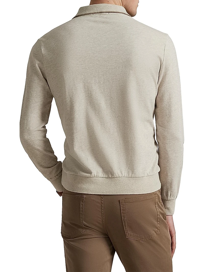 Textured Cotton Jersey Polo Shirt
