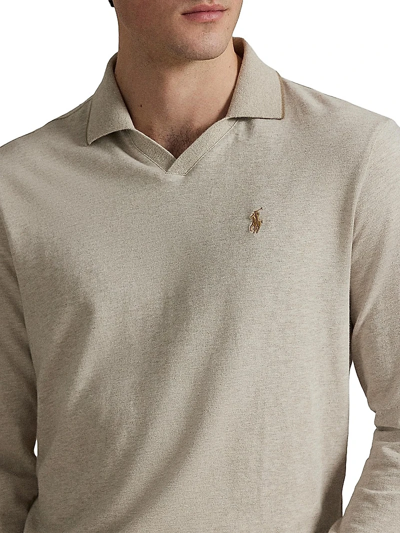 Textured Cotton Jersey Polo Shirt