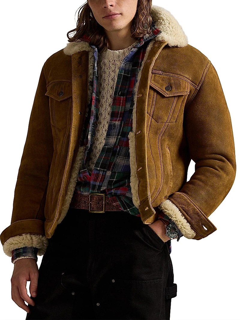 Merino Shearling Button-Down Jacket