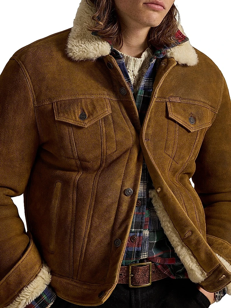 Merino Shearling Button-Down Jacket