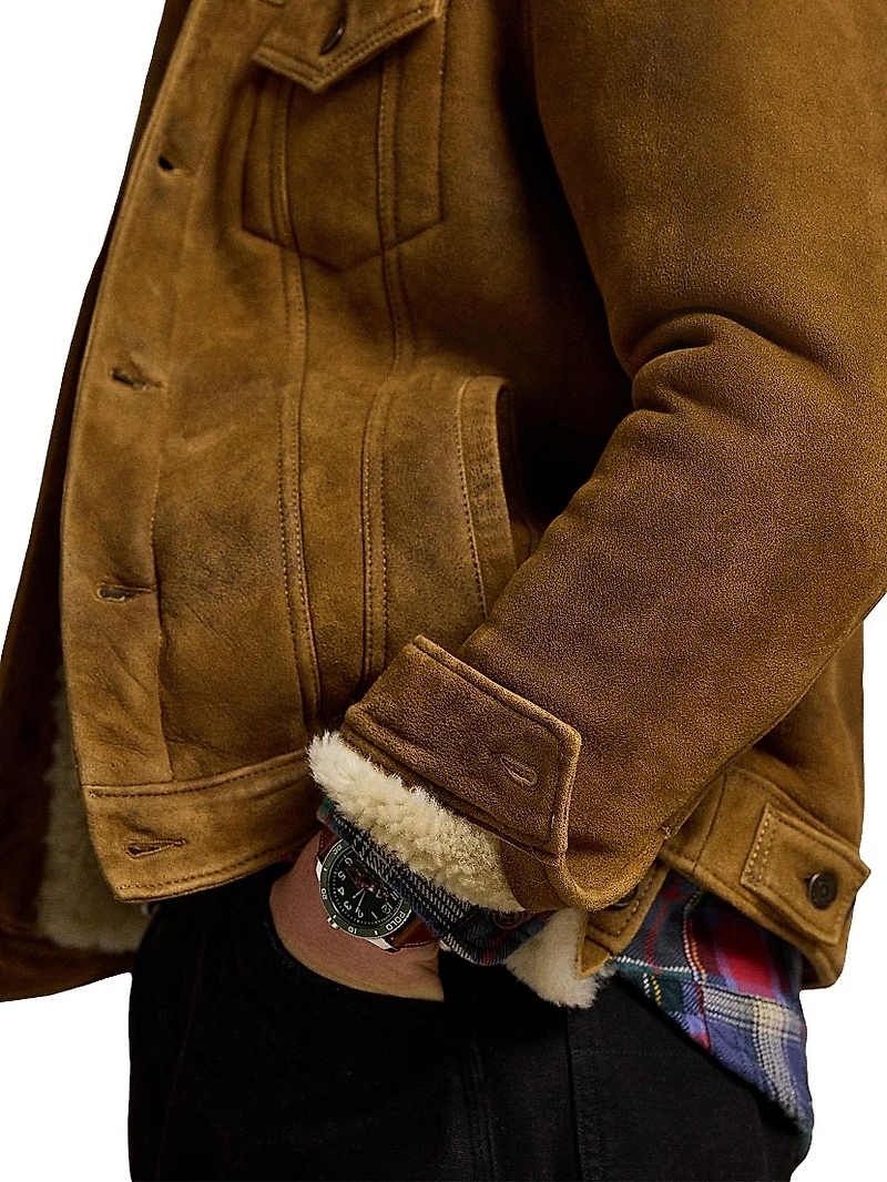 Merino Shearling Button-Down Jacket