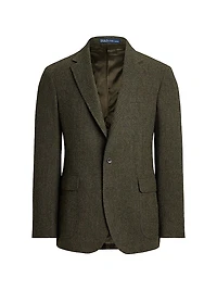 Herringbone Wool-Cotton Single-Breasted Blazer
