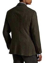 Herringbone Wool-Cotton Single-Breasted Blazer